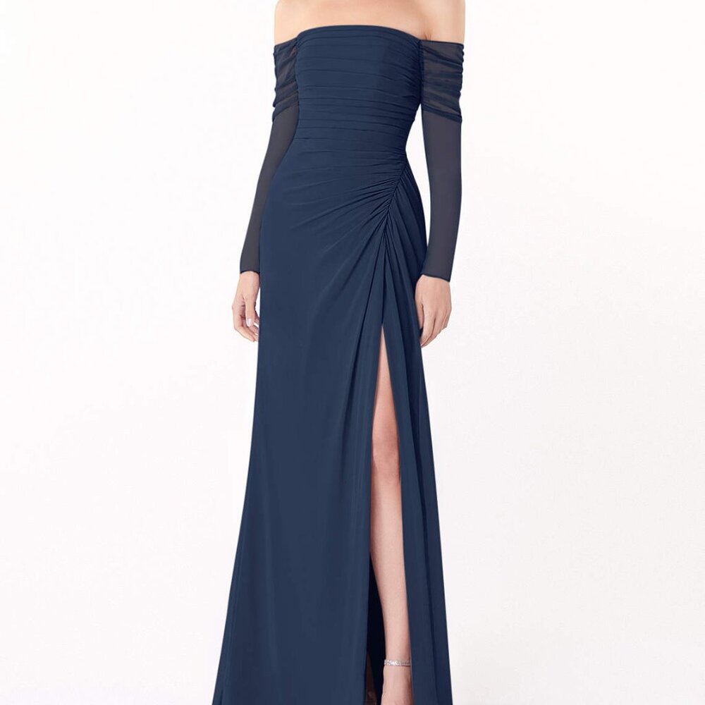 NWT Azazie Dark Navy Chiffon Jaquelyn Dress for Bridesmaids
